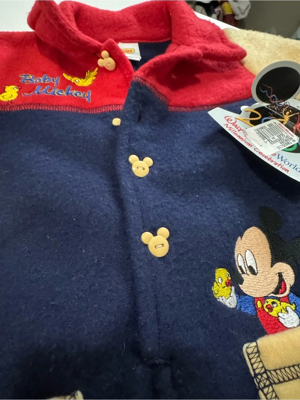 Disney Babies Mickey Mouse Fleece Colorblock Romper Vintage New